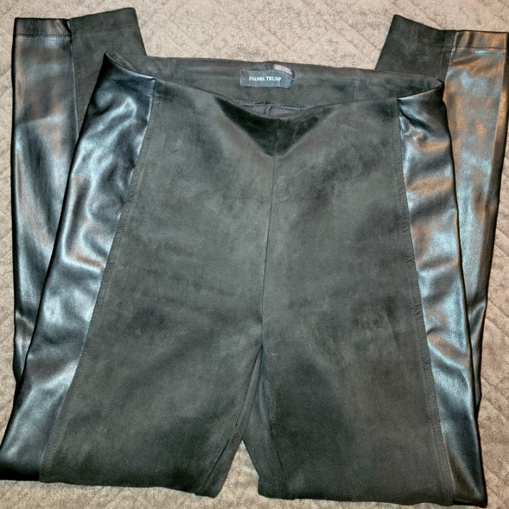 Ivanka Trump Black Leggings/slacks suede/faux leather size M